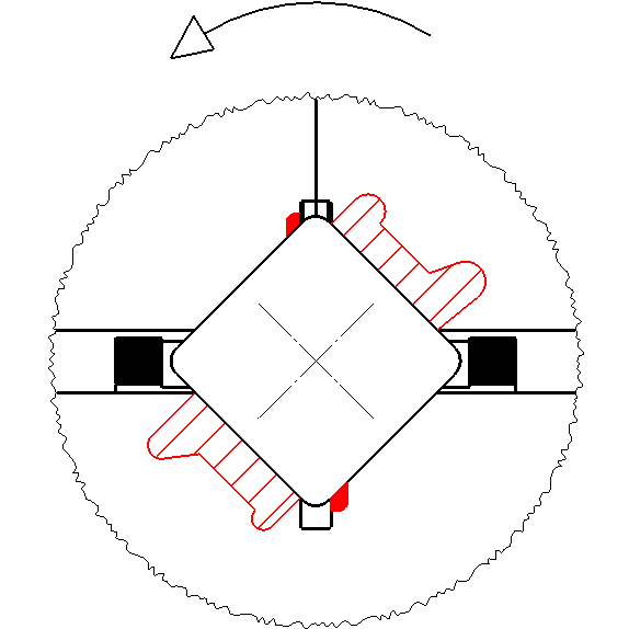 Symmetrical load distribution with IBO crossed roller bearings with the IBO spacer arrangement